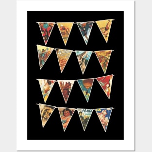 Vintage circus acts performers animals clowns bunting flags Posters and Art